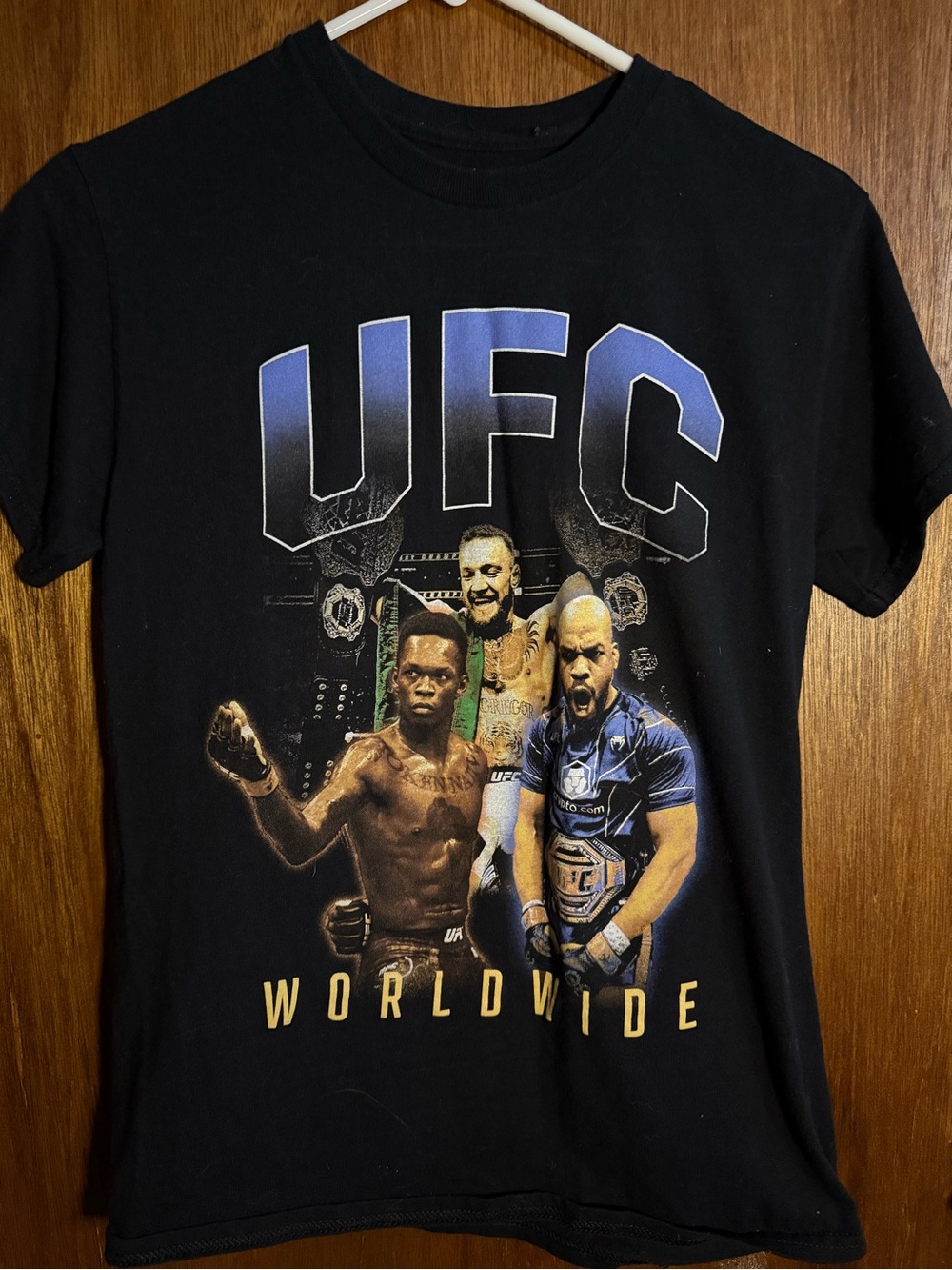 UFC Black Graphic Tee with Blue and Gold Accents
